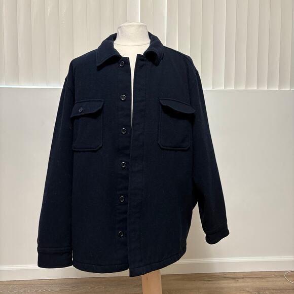 GAP Men's Navy Blue Wool Button Down Coat Jacket Size 2XL - Picture 1 of 7